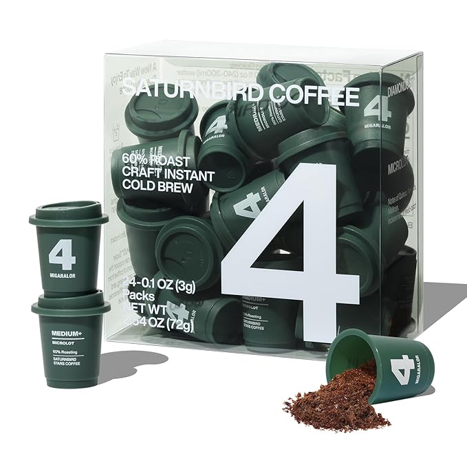 SATURNBIRD Coffee Instant Cold Brew, Medium-Dark Roast, Smooth & Balanced Blend of 100% Specialty