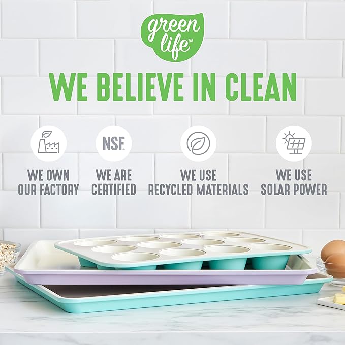 GreenLife Bakeware 18” x 13” Half Cookie Sheet Baking Pan, Non-Toxic PFAS-Free Healthy Ceramic