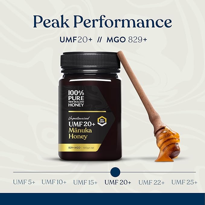 100% Pure New Zealand Honey UMF 20+ MGO 826+ Raw Manuka Honey, Unfiltered Certified Award Winning