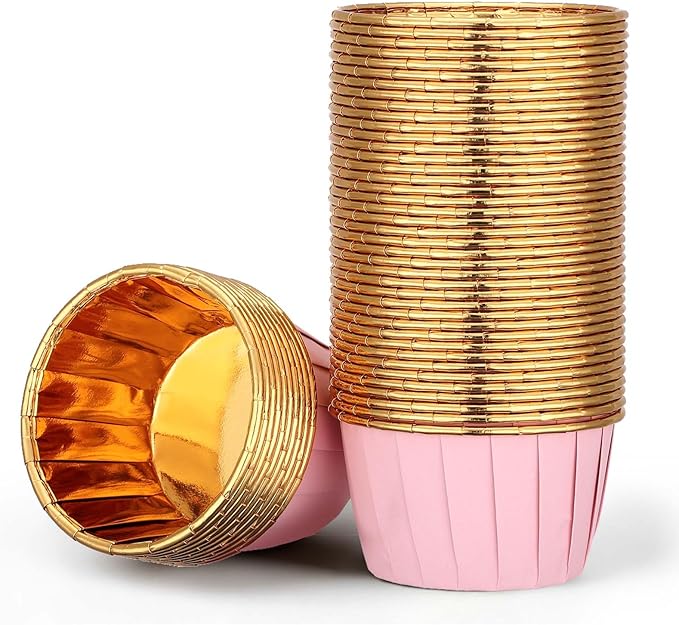 EUSOAR Cupcake Liners, 50pcs 3.5oz Aluminum Foil Wrappers Muffin Cupcake Containers, Disposable