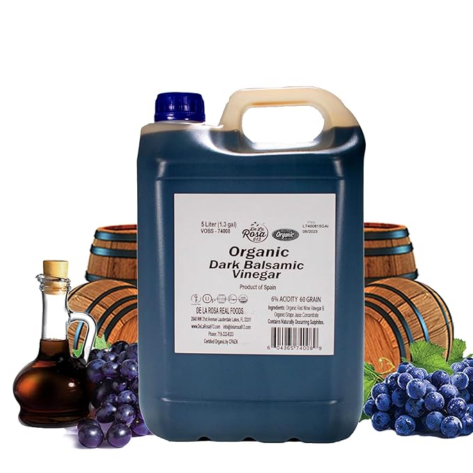 De La Rosa Organic Dark Balsamic Vinegar, Fruity & Juicy, Vegan, Kosher, Non-GMO & Gluten Free