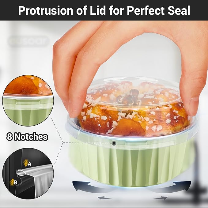 EUSOAR Cupcake Liners, 50pcs 5oz 125ml Cupcake Liners, Aluminum Foil Muffin Liners Cups with Lids