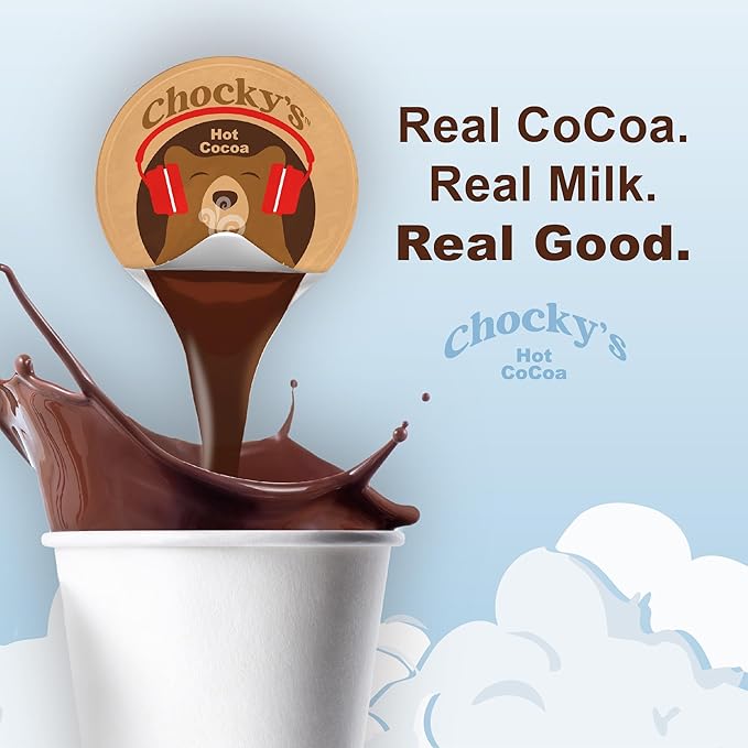Chocky?™s by Java House Single-Serve Hot Chocolate Pods - Peel and Pour Liquid Concentrate - Hot