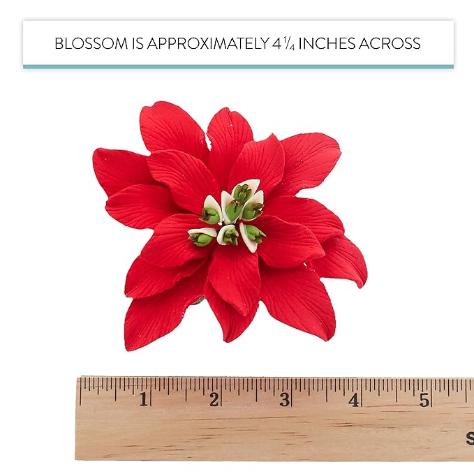 Global Sugar Art Poinsettia Sugar Cake Flowers, Fancy, Large Red, 3 Count by Chef Alan Tetreault.