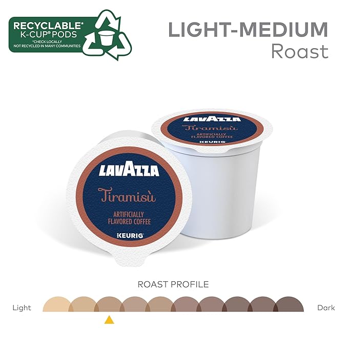 Lavazza Tiramisù Coffee, Single Serve Keurig K-Cup Pods, Flavored Coffee, 88-Count Box (4 Packs of
