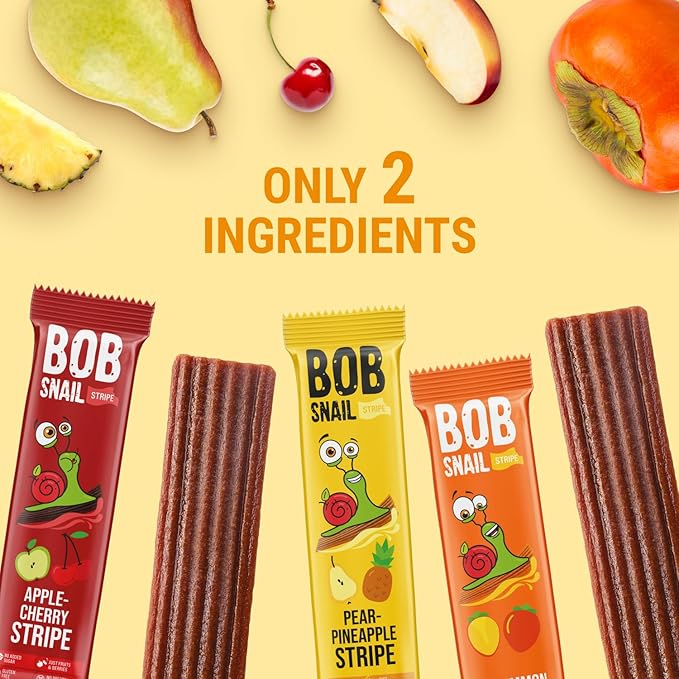 BOB SNAIL Healthy Organic Fruit Snacks for Kids and Adults ??30 Organic Fruit Leather Snacks with