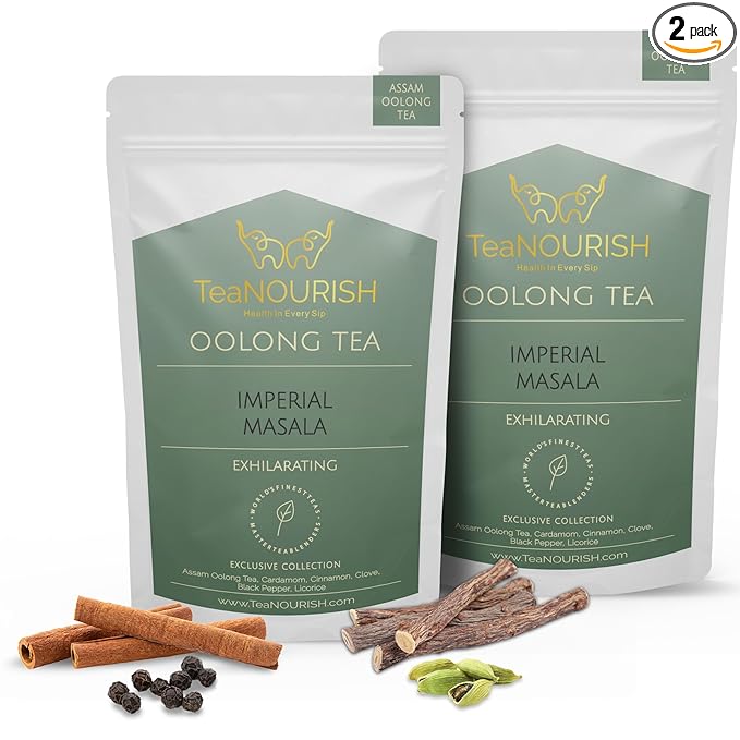 TeaNOURISH Imperial Masala Oolong Tea | Assam Loose Leaf | Floral Aroma & Flavor | Blend of