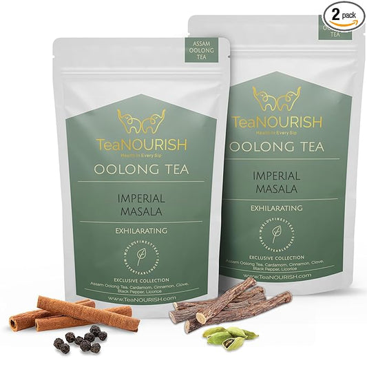 TeaNOURISH Imperial Masala Oolong Tea | Assam Loose Leaf | Floral Aroma & Flavor | Blend of