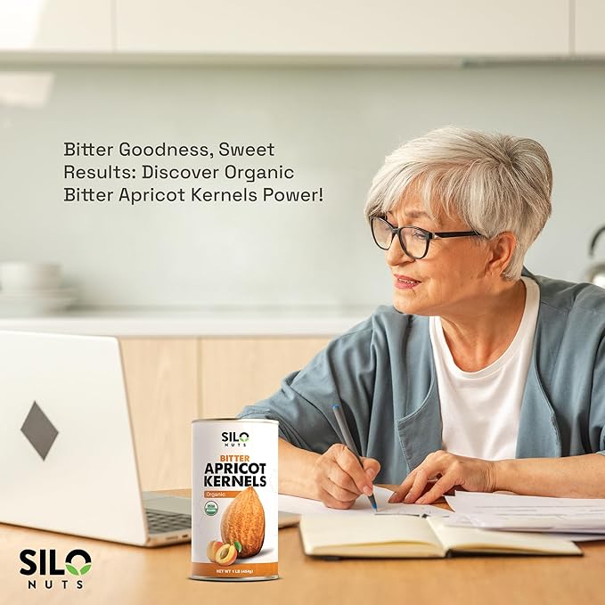 SILO Nuts Organic Bitter Apricot Kernels - USDA Certified Organic Bitter Apricot Seeds - Natural &