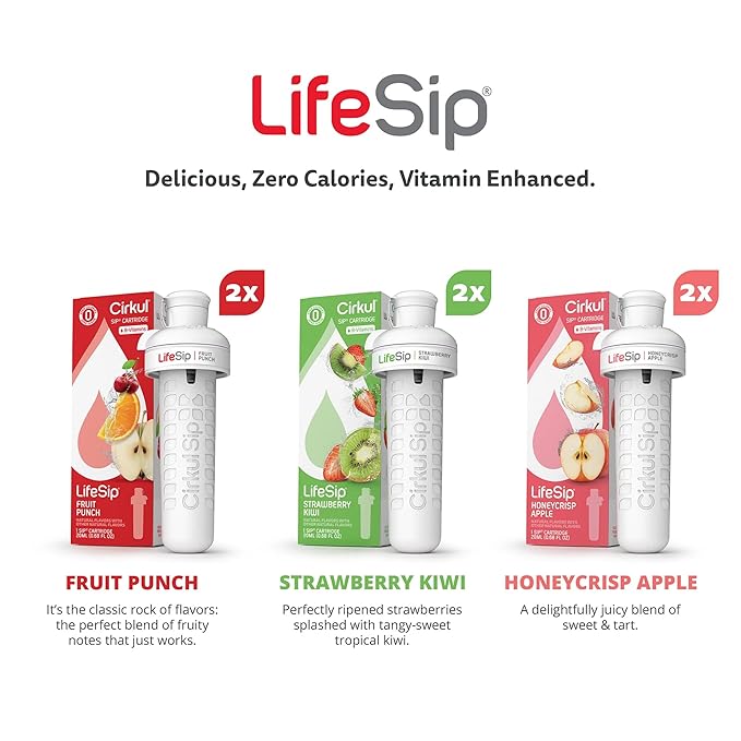 Cirkul LifeSip Flavor Cartridge Variety Pack with B Vitamins, 6-Pack (Fruit Punch, 2 Strawberry