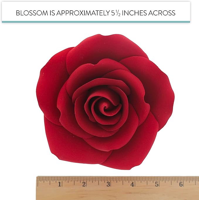 Global Sugar Art Rose Sugar Cake Flowers Jumbo 5 inch Deep Red, 1 Count by Chef Alan Tetreault