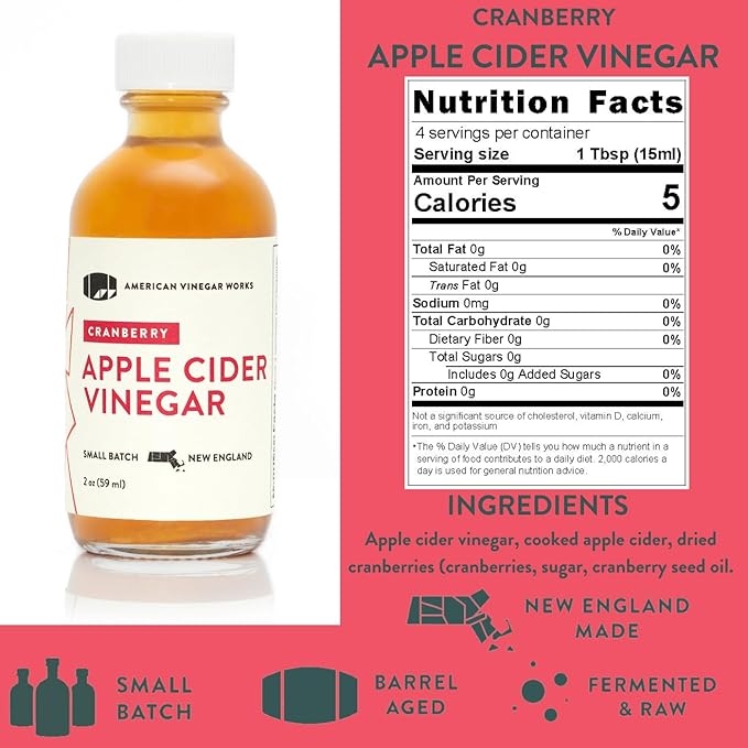 American Vinegar Works - Apple Cider Vinegar Sampler Pack - Includes Apple, Cranberry Apple, Hot