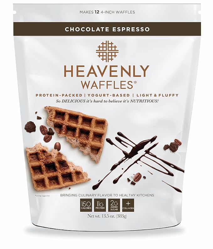 Heavenly Waffles짰 Mix, Chocolate Espresso, 11g Protein, Yogurt Based, Healthy and Nutritiously