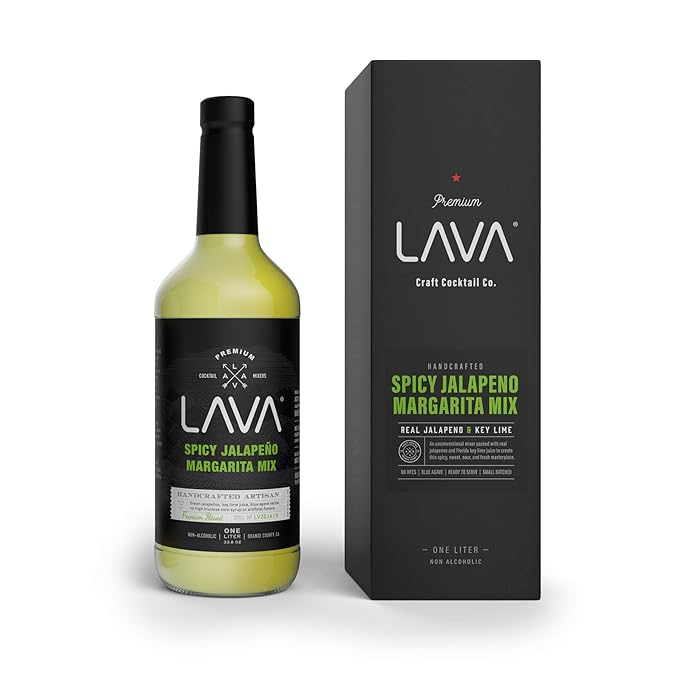 (3 Pack) LAVA Premium Spicy Jalape챰o Margarita Mix by LAVA Craft Cocktail Co., Made with Real