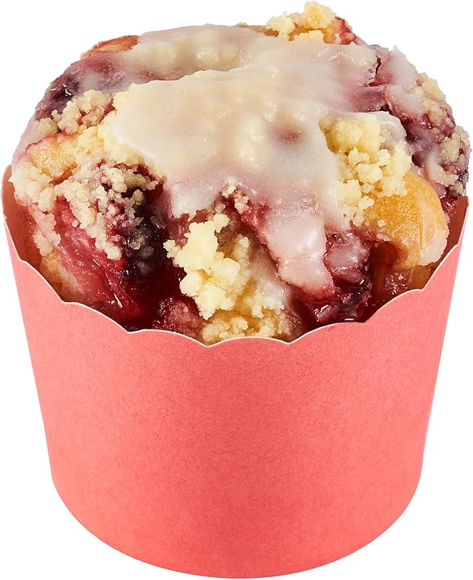 Panificio 3 Ounce Cupcake Wrappers, 200 Scalloped Baking Cups - Oven-Ready, Greaseproof, Red Paper