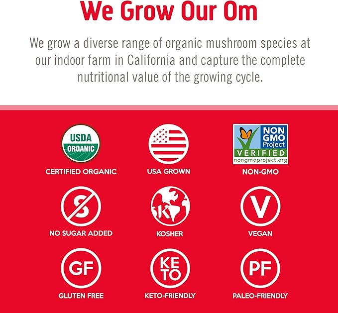 OM MUSHROOM SUPERFOOD Immune Blend Mushroom Powder Superfood Supplement, 7.05 Ounce Pouch, 100