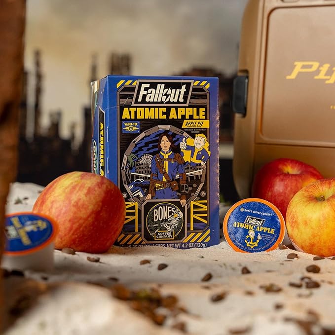 Bones Coffee Company Fallout Atomic Apple, Apple Pie Flavored Coffee Pods, Low Acid Medium Roast