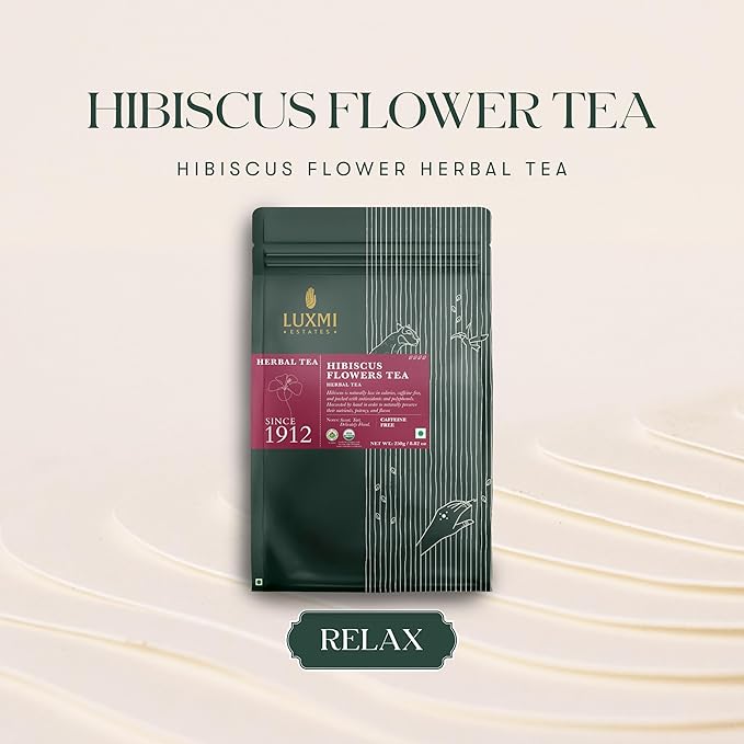 Luxmi Estates - Pure Hibiscus Herbal - Organic Hibiscus Tea - Loose Leaf - 250g (125 cups) | With