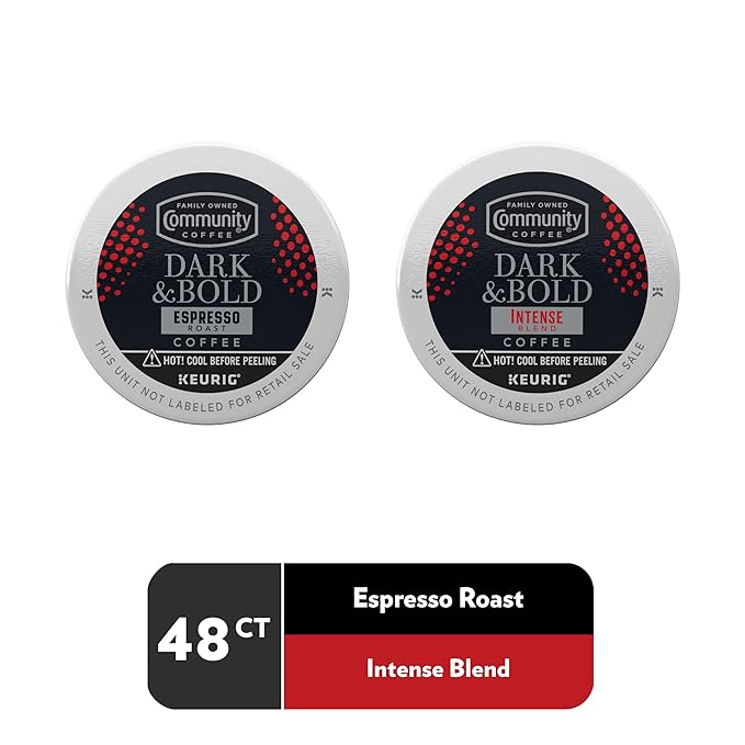 Community Coffee Dark & Bold Variety 48 Count Keurig K-Cup Coffee Pods, Extra Dark Roast, 48 Count
