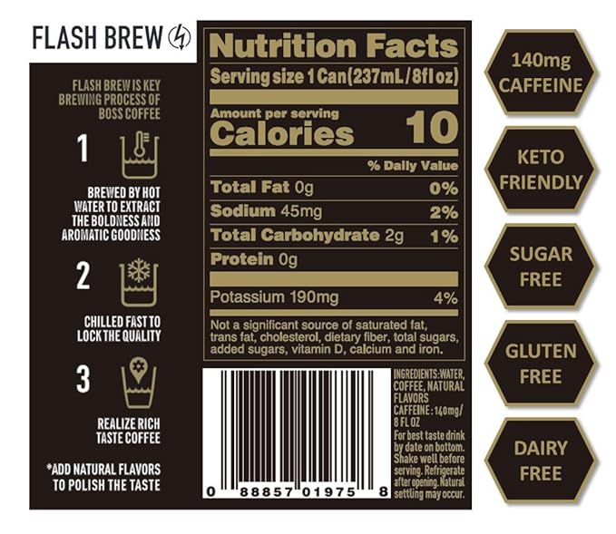 BOSS Coffee by Suntory - Japanese Flash Brew Original Black Coffee, 8oz 12 Pack, Imported from