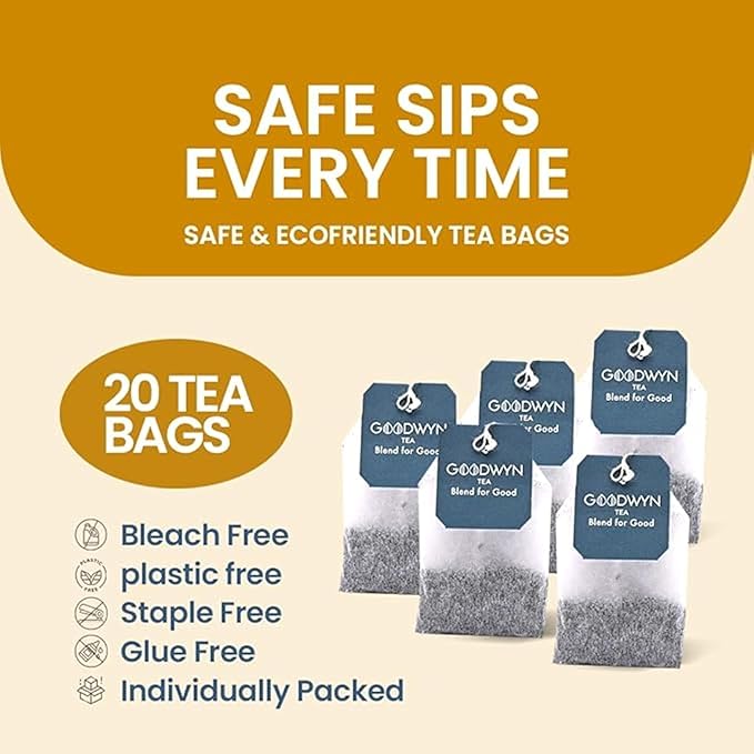 Goodwyn Assorted Herbal Tea Sampler Gift Set Box – 20 Tea Bags (Tulsi, Kahwa, Turmeric, Assam
