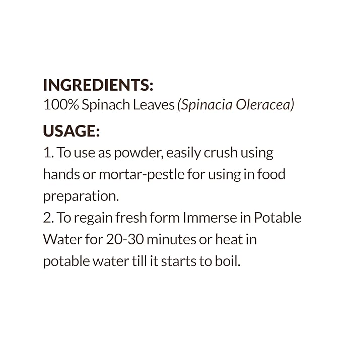 SHROOTS Dehydrated Spinach (Palak) Leaves Flakes Pure Vegetarian Gluten-Free No Added Salt Easy