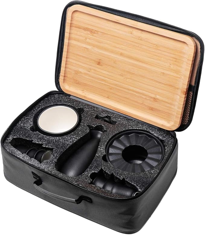Bgbg Ceramic Sake Set with Warmer Pot Bamboo Tray-Traditional Japanese Pottery Hot Saki Set