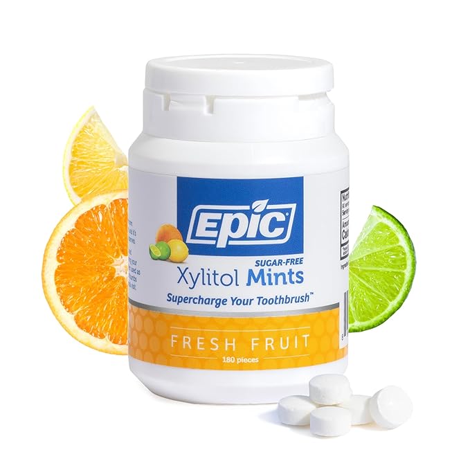 Epic 100% Xylitol Mints - Aspartame Free, Sugar Free - Fresh Fruit Flavored Mints, 180 Pieces (Pack