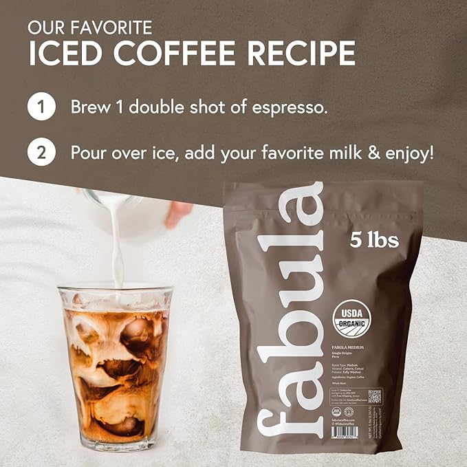 Fabula Coffee Medium Roast Whole Beans - Organic - Low Acid - Single Origin - Non-GMO - Mold Free
