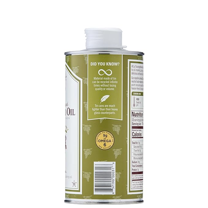 La Tourangelle, Expeller-Pressed Grapeseed Oil, High Heat Neutral Cooking Oil, Cast Iron Seasoning
