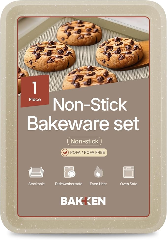 BAKKEN Kitchen Baking Pans - Nonstick White Coating, 13.58’’ × 9.65’’ Commercial Grade Carbon Steel