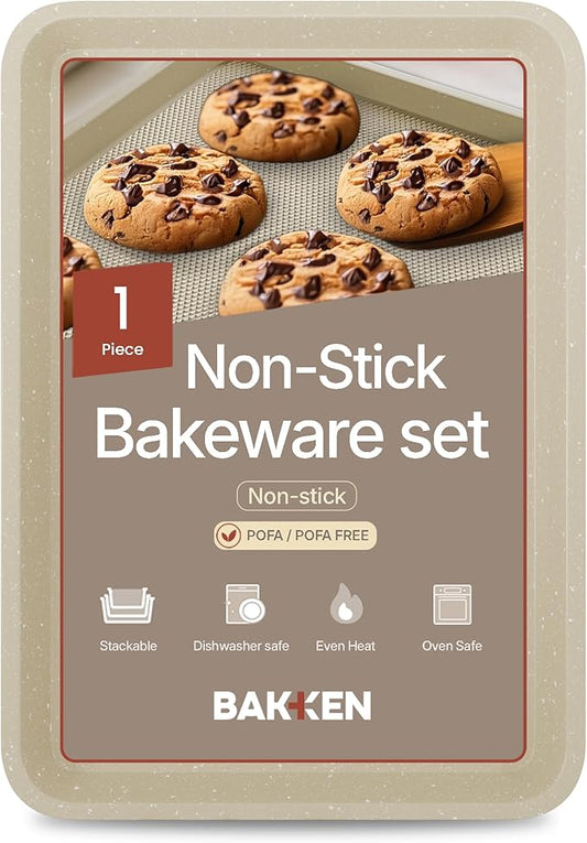 BAKKEN Kitchen Baking Pans - Nonstick White Coating, 13.58’’ × 9.65’’ Commercial Grade Carbon Steel