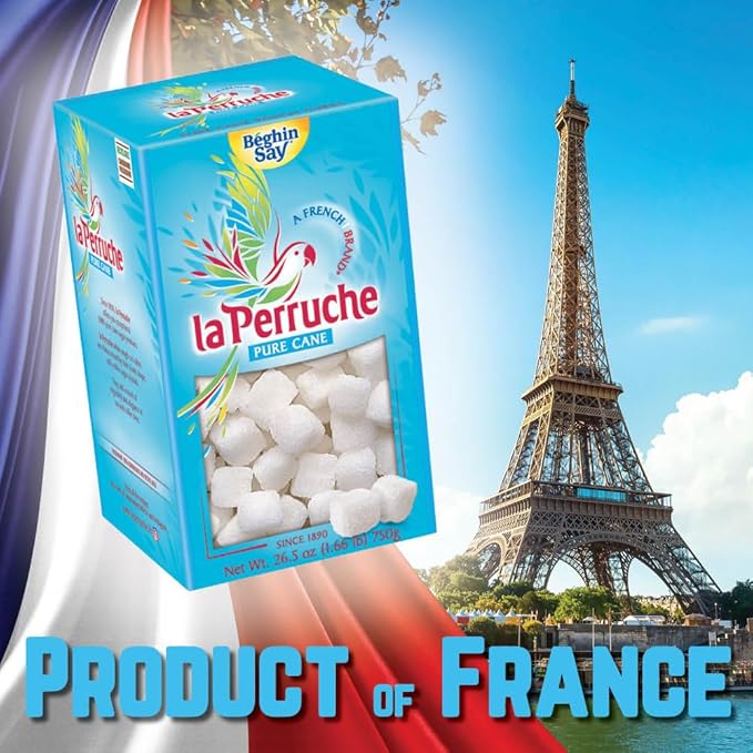 La Perruche Pure Cane White Sugar Cubes (750g/1.65lb box) | Ideal Sugar Cubes for Teas | Pack of 2