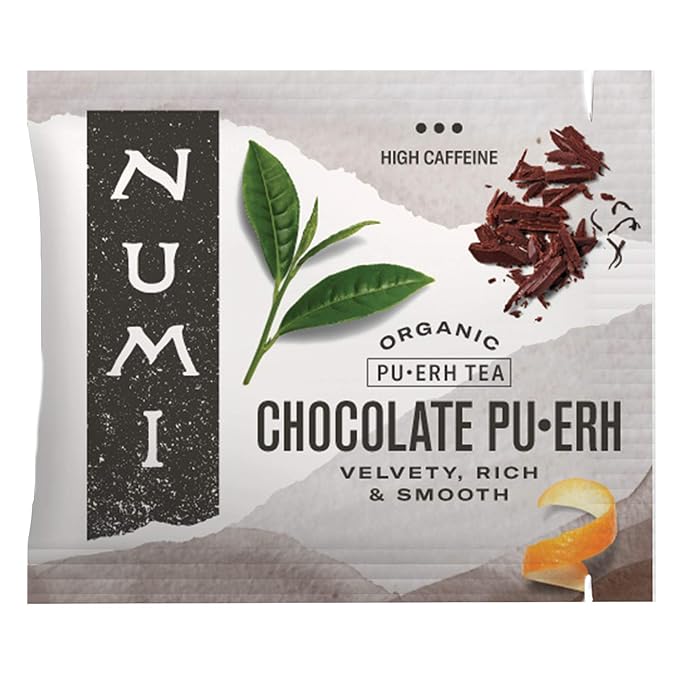 Numi Organic Chocolate Pu-erh Tea, 100 Tea Bags, Aged Yunnan Pu-erh Black Tea with Cocoa & Sweet