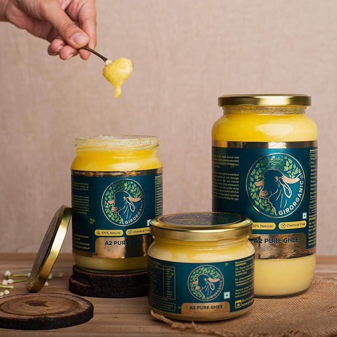 GirOrganic Grass Fed A2 Ghee | Clarified Butter (16 Oz) - Unsalted Gir Cow Ghee Butter - Organic