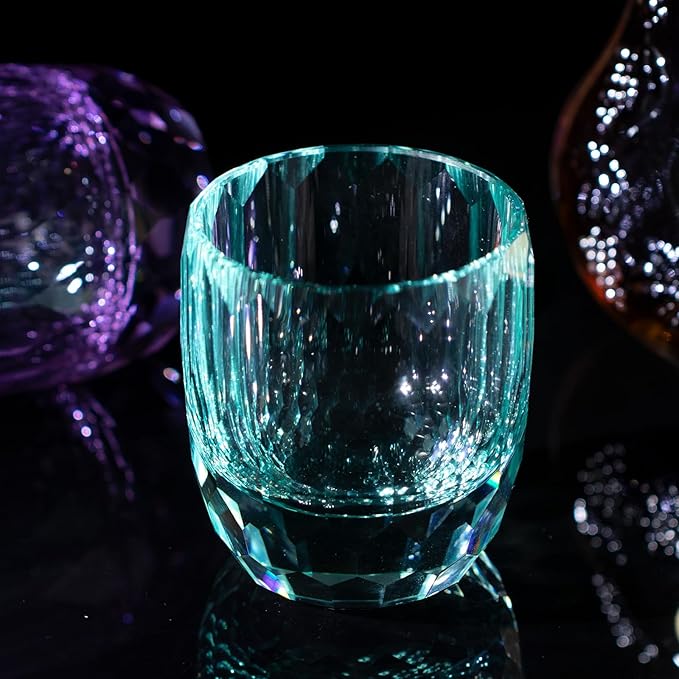 KAMMAK Crystal Whiskey Glasses Set of 2, 7oz Old Fashioned Glasses Stemless, Hand Blown Colored