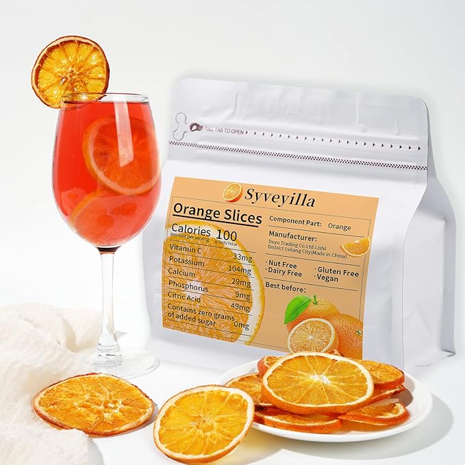 Dried Orange Slices,Dehydrated Orange Slices 8.82oz/250g Perfect for Cocktails,Fruit Tea, Garland