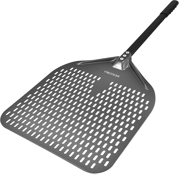Perforated Pizza Peel, 14 x 16 Inch Rectangular Pizza Turning Peel, Professional Anodized Aluminum
