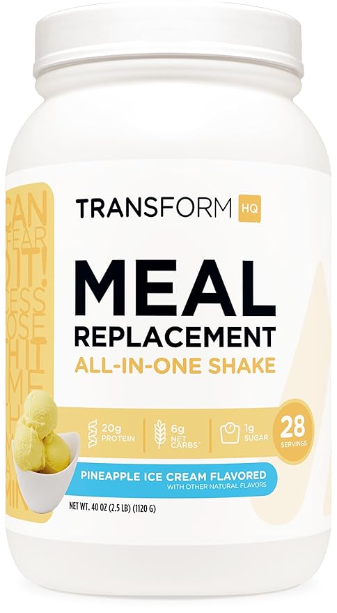 TransformHQ Meal Replacement Shake Powder 28 Servings (Pineapple Ice Cream Flavored) - Gluten Free