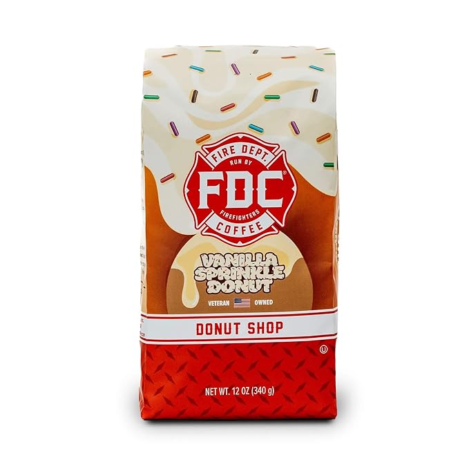 Fire Department Coffee - Gives Back to Firefighters - Vanilla Sprinkle Donut Ground Coffee - Medium
