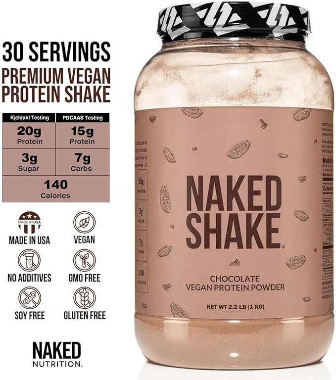 NAKED Shake - Chocolate Protein Powder - Plant Based Protein Shake with Mct Oil, Gluten-Free