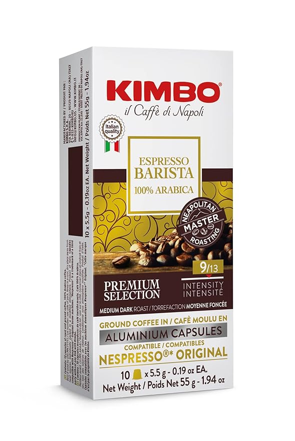 Kimbo Espresso Barista 100% Arabica | Aluminium Capsules | Nespresso Compatible | Smooth & Rich