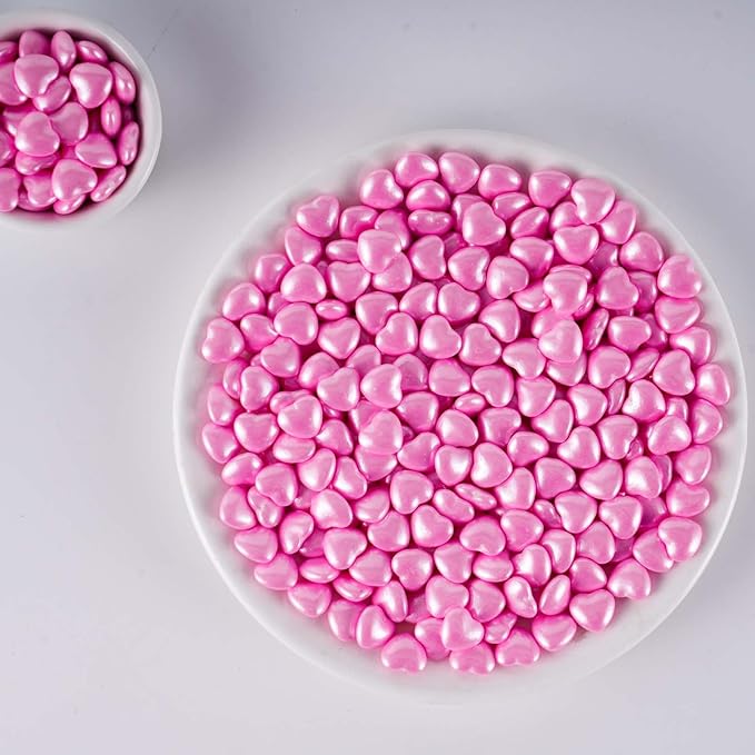 Kasvan Pink Heart Shapes Sprinkles - Edible Candy Pearls 130g/4.58 Oz, Mix Size, Baking Cake