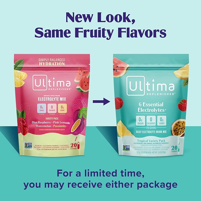 Ultima Replenisher Daily Electrolyte Powder Drink Mix ??Sugar Free ??Tropical Variety, 20