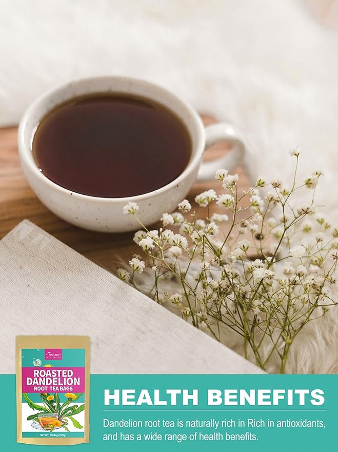 TeeLux Roasted Dandelion Root Tea Bags, Premium Natural Dandelion Root Herbal Tea, Caffeine Free