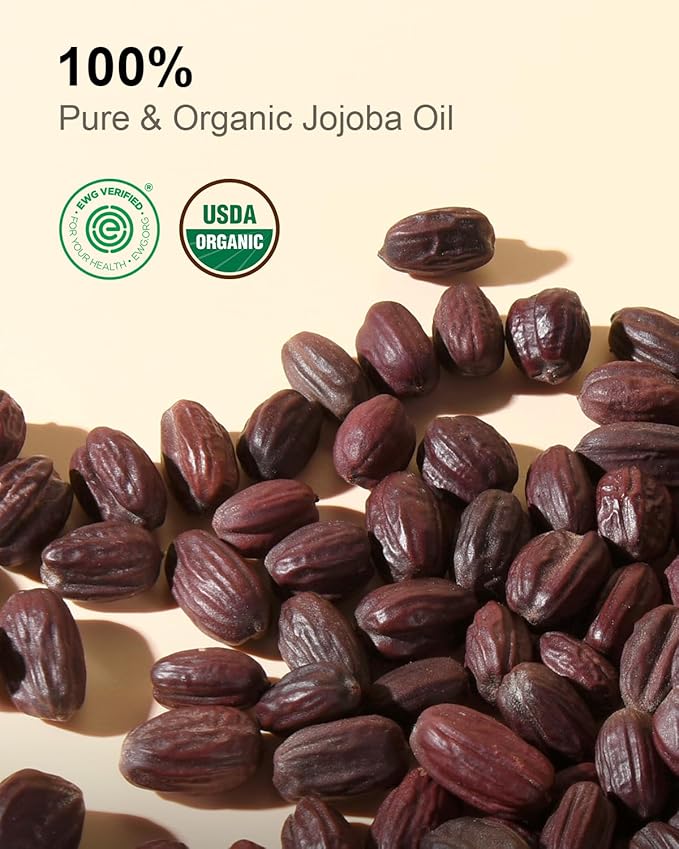 Yoken Organic Jojoba Oil Glass Bottle 16 fl oz, USDA Certified 100% Pure & Natural Jojoba Oil for