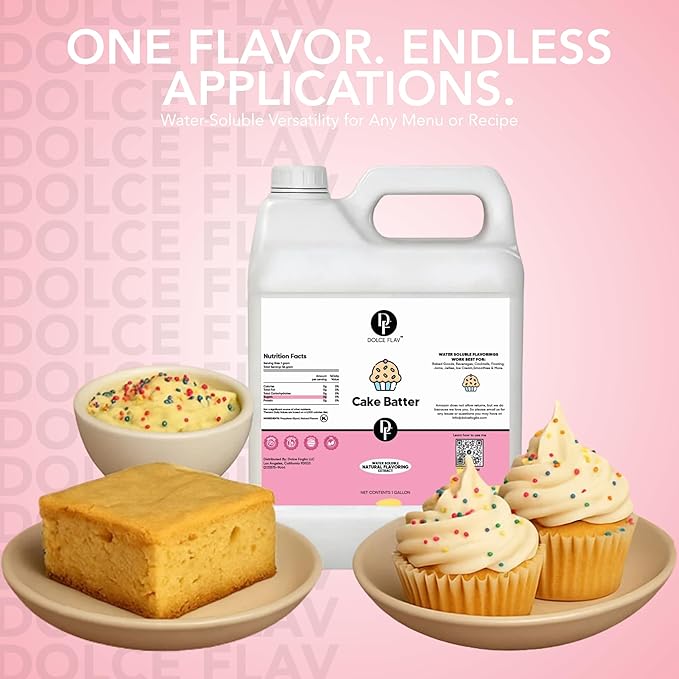 Dolce Flav Cake Batter Flavoring ??32 oz. ??Premium Water-Based Extract for Ice Cream, Desserts