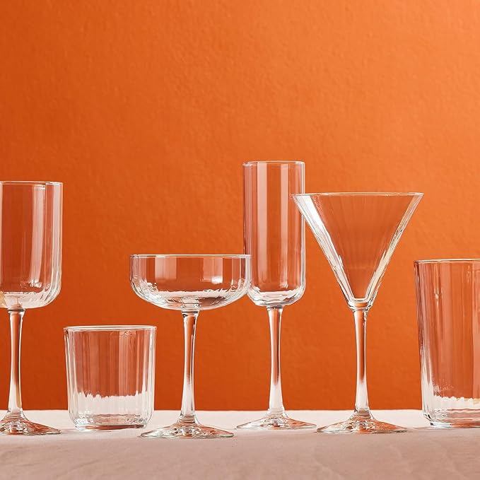 Libbey Paneled Cocktail Coupe Glasses, 8.5 Oz Fine Ribbed Line Coupe Glasses Set of 4, Dishwasher