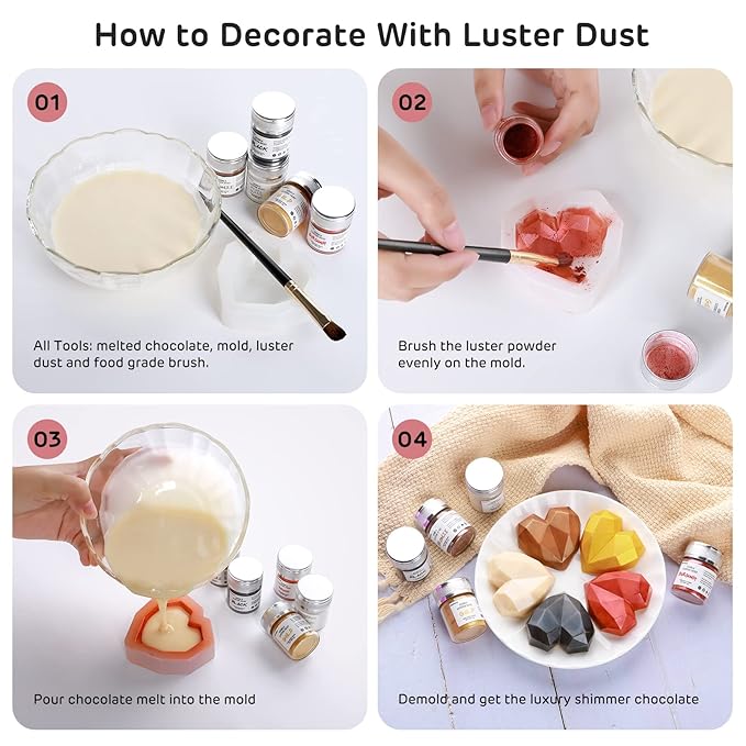 Nomeca Edible Luster Dust, 8 Grams Food Grade Shimmer Gold Cake Dust Metallic Food Coloring Powder