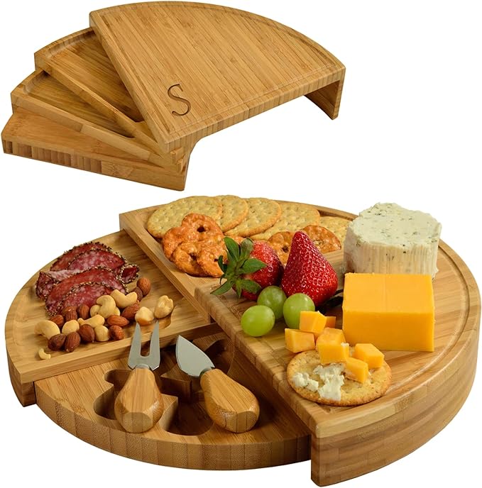 Picnic at Ascot Patented Personalized Monogrammed Engraved Bamboo Cheese/Charcuterie Board with